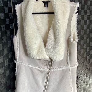 White House Black Market Faux white Shearling Vest